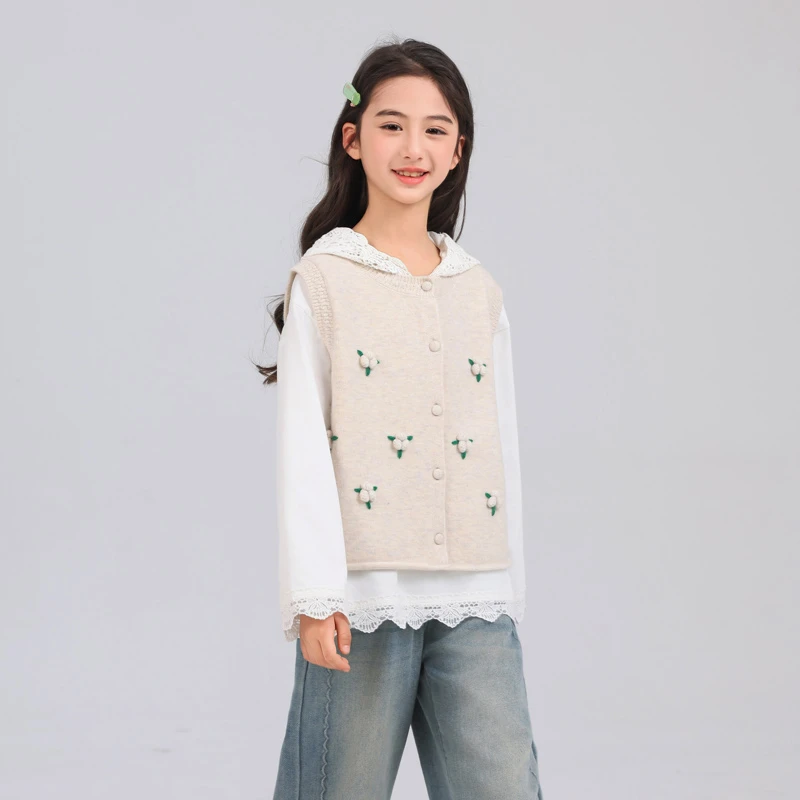 1706女童针织马甲2025新款儿童春秋款保暖背心女大童洋气春装童装