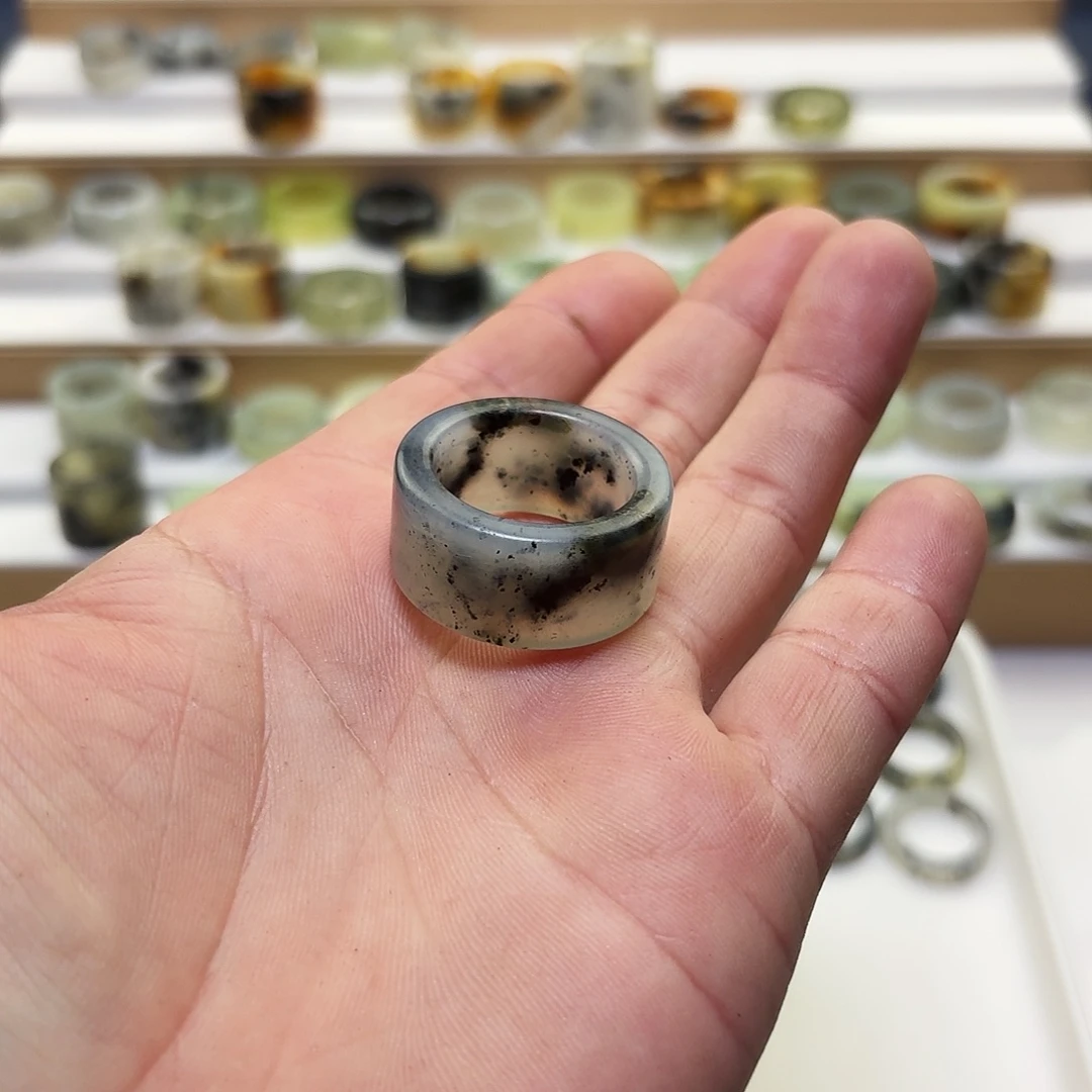 蛇纹石玉未镶嵌戒指22口