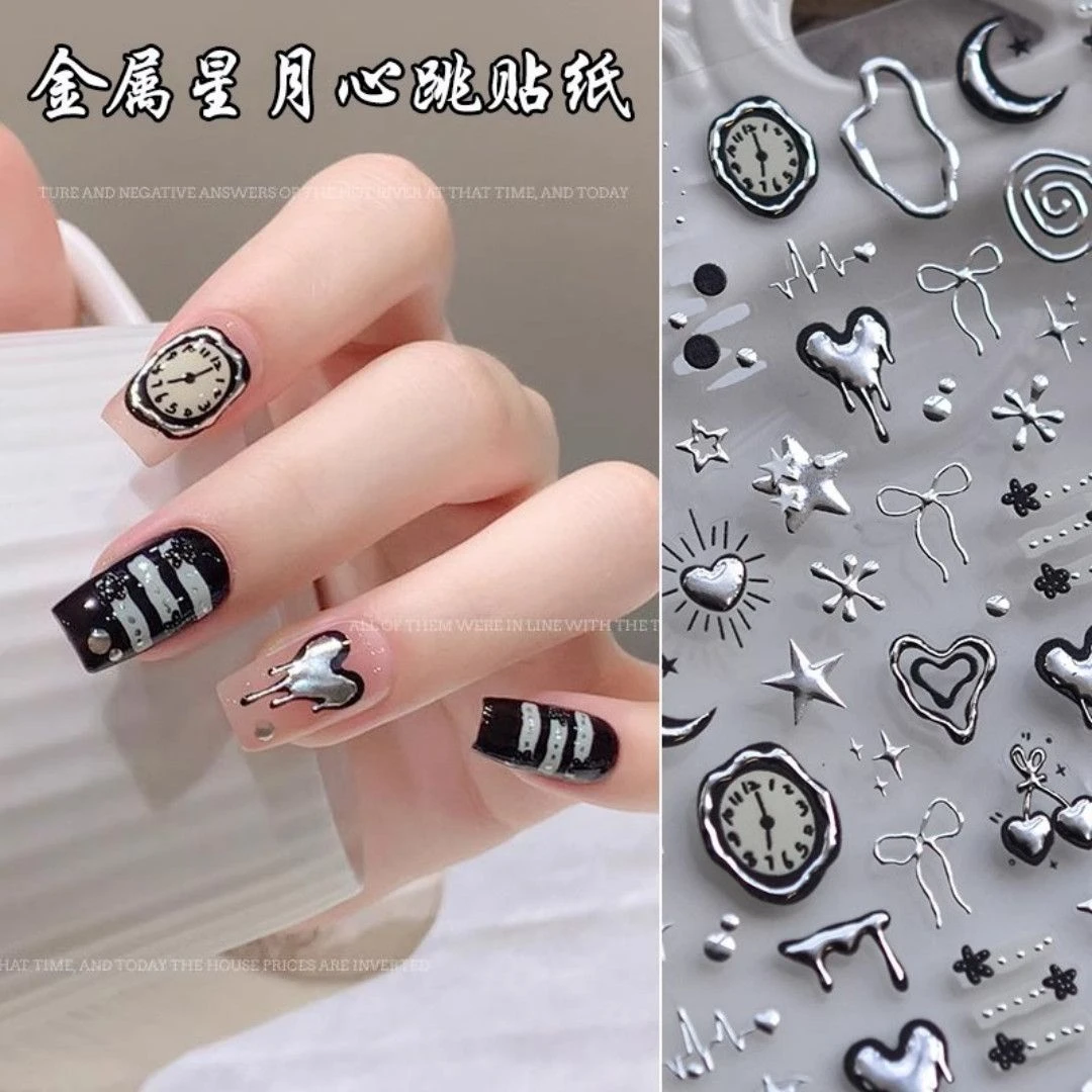 爱心美甲装饰蝴蝶贴纸ins国风星星甜酷多巴胺y2k辣妹暗黑指甲贴