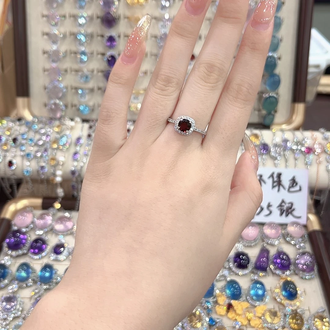 海蓝宝石银S925镶嵌戒圈