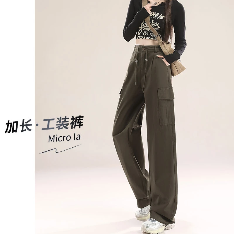 超酷美式全棉工装裤女2025春秋新款加长冲锋裤宽松休闲显瘦运动裤