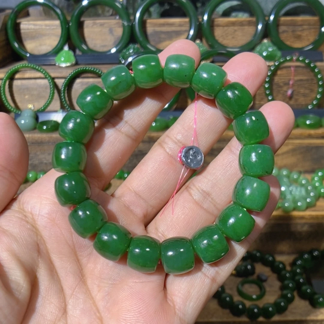 【闪购商品】吊坠(不含链)未镶嵌和田玉加拿大碧玉手串 12