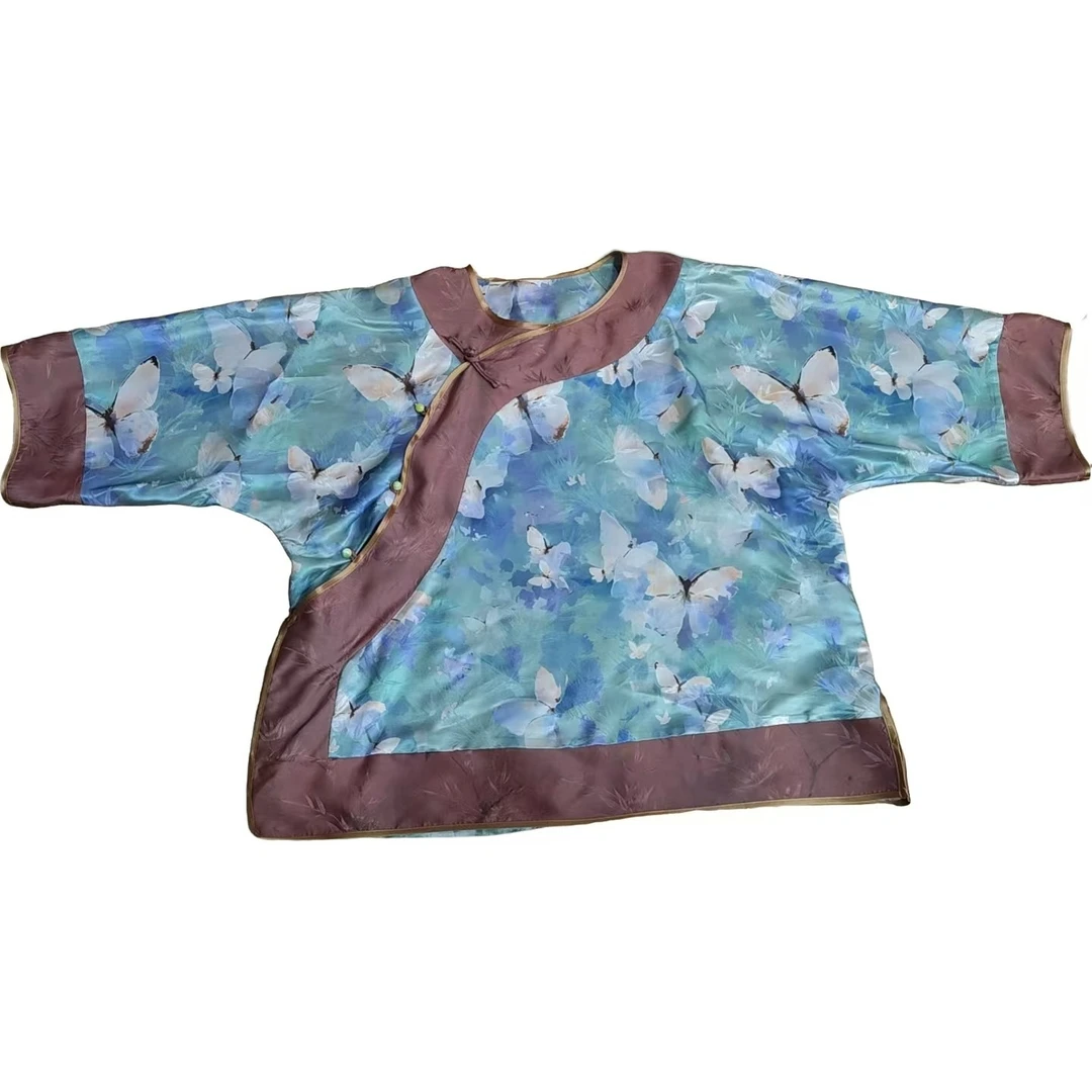 G07【孤品】夏季新品桑蚕丝香云纱太太服斜襟百搭时尚设计款上衣