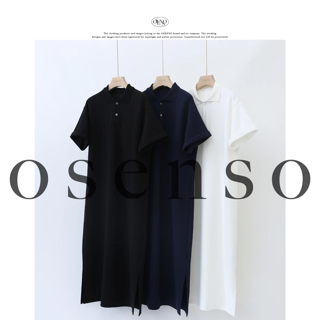 OSENSO"拉夫女孩"休闲时尚宽松polo领简约连衣裙QZ250282