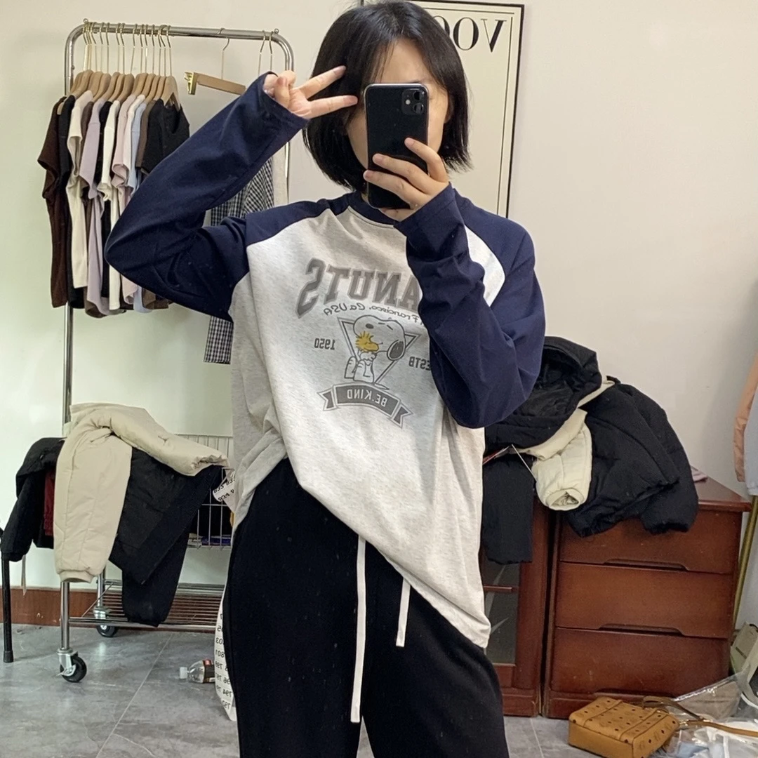 韩代史努比｜插肩袖莱赛尔天气面料长袖T恤女，特价