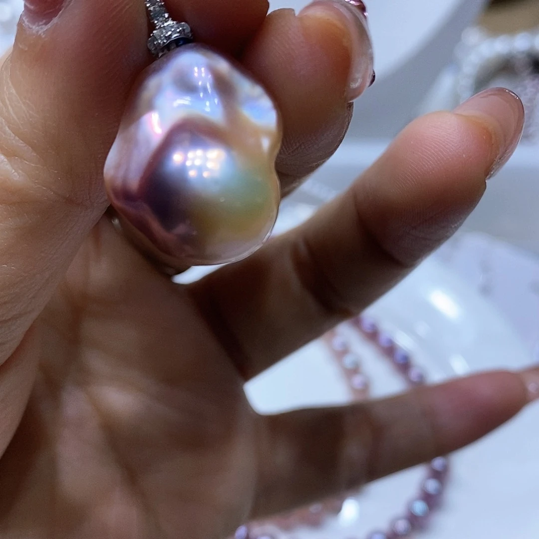 淡水珍珠吊坠银S925镶嵌