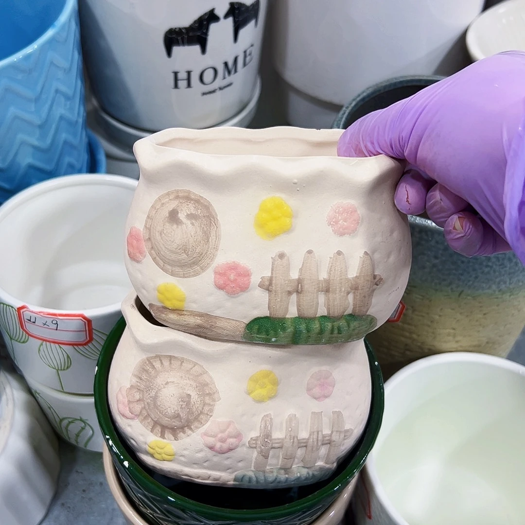 有孔外贸尾单陶瓷花盆凑单18米包邮