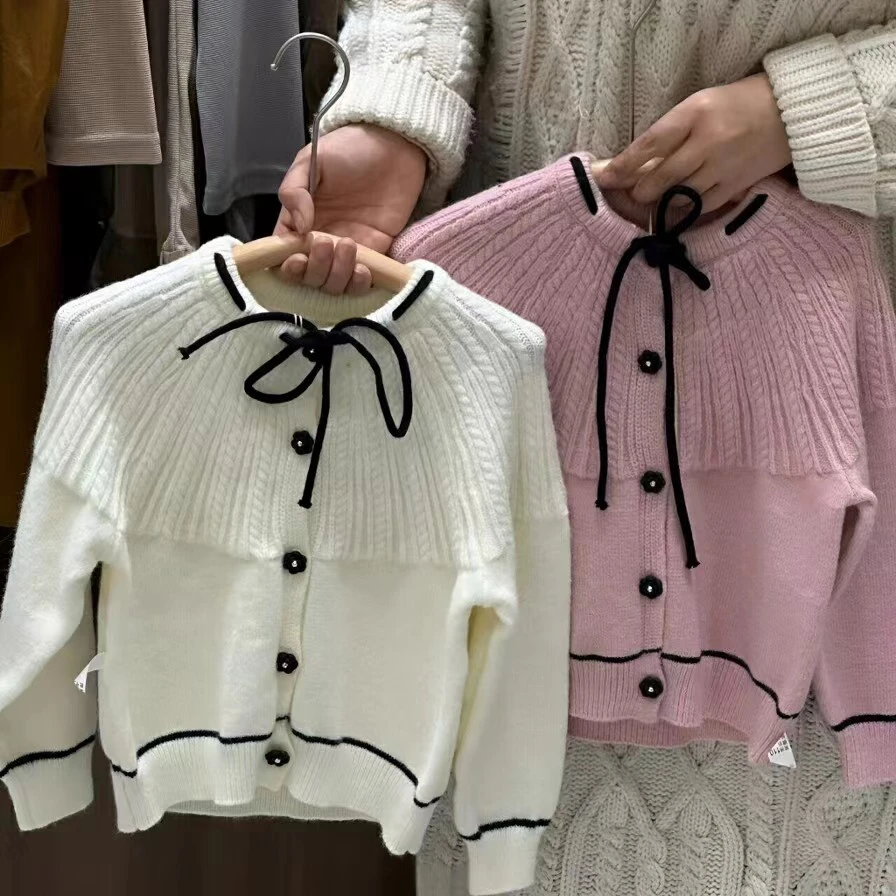 24138女童针织衫春秋款儿童小香风毛衣外套女宝宝开衫上衣