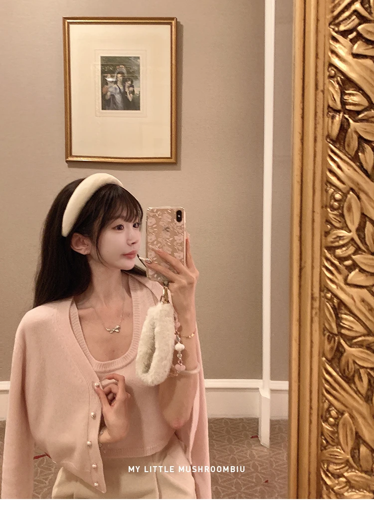 金蘑菇菇  早春开场白 珍珠两件套  开衫