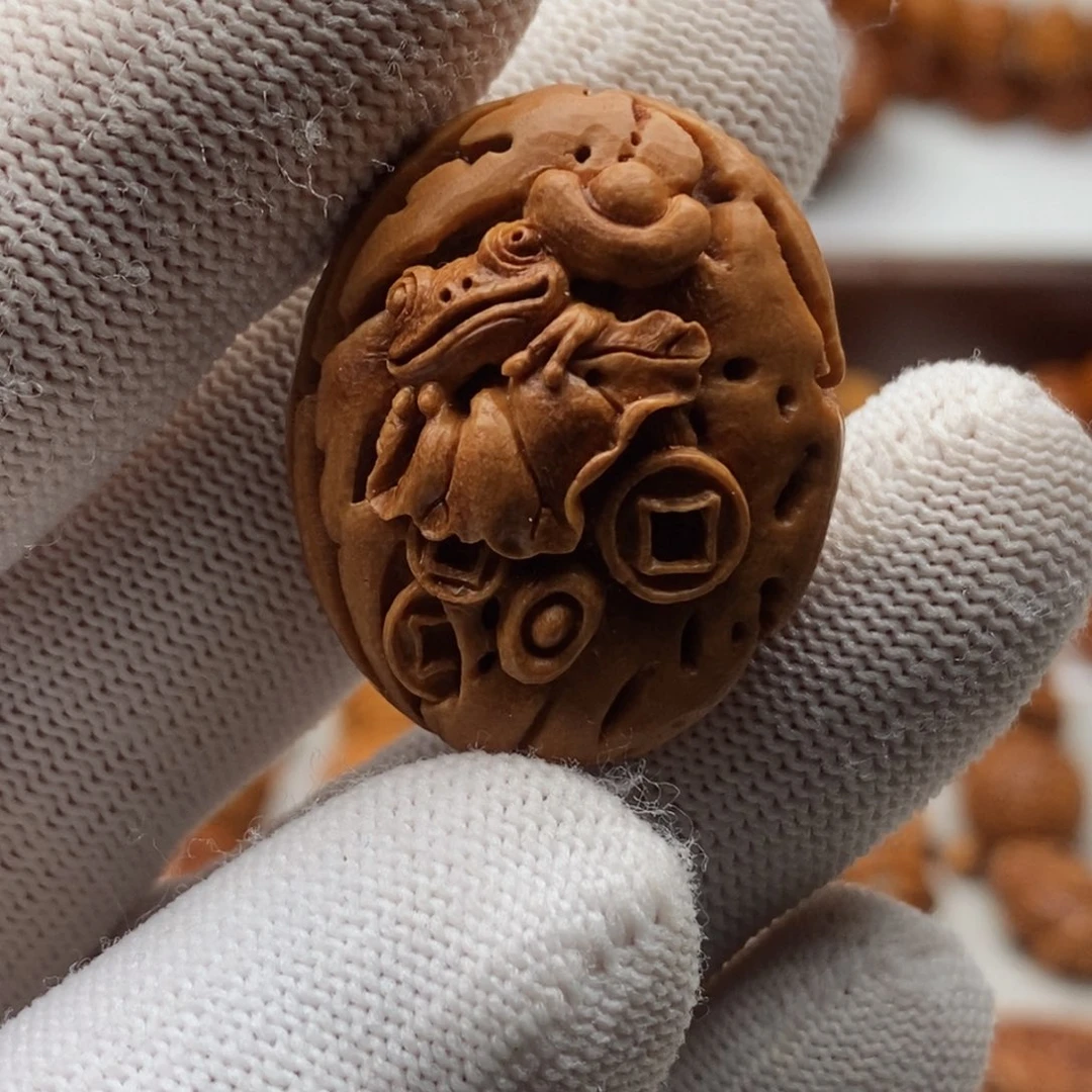 桃核纯手工制作呱呱来财