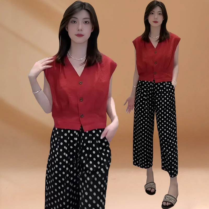 杜拉妮欧货时尚百搭夏季设计感简约无袖气质小衫薄款纯色V领显瘦