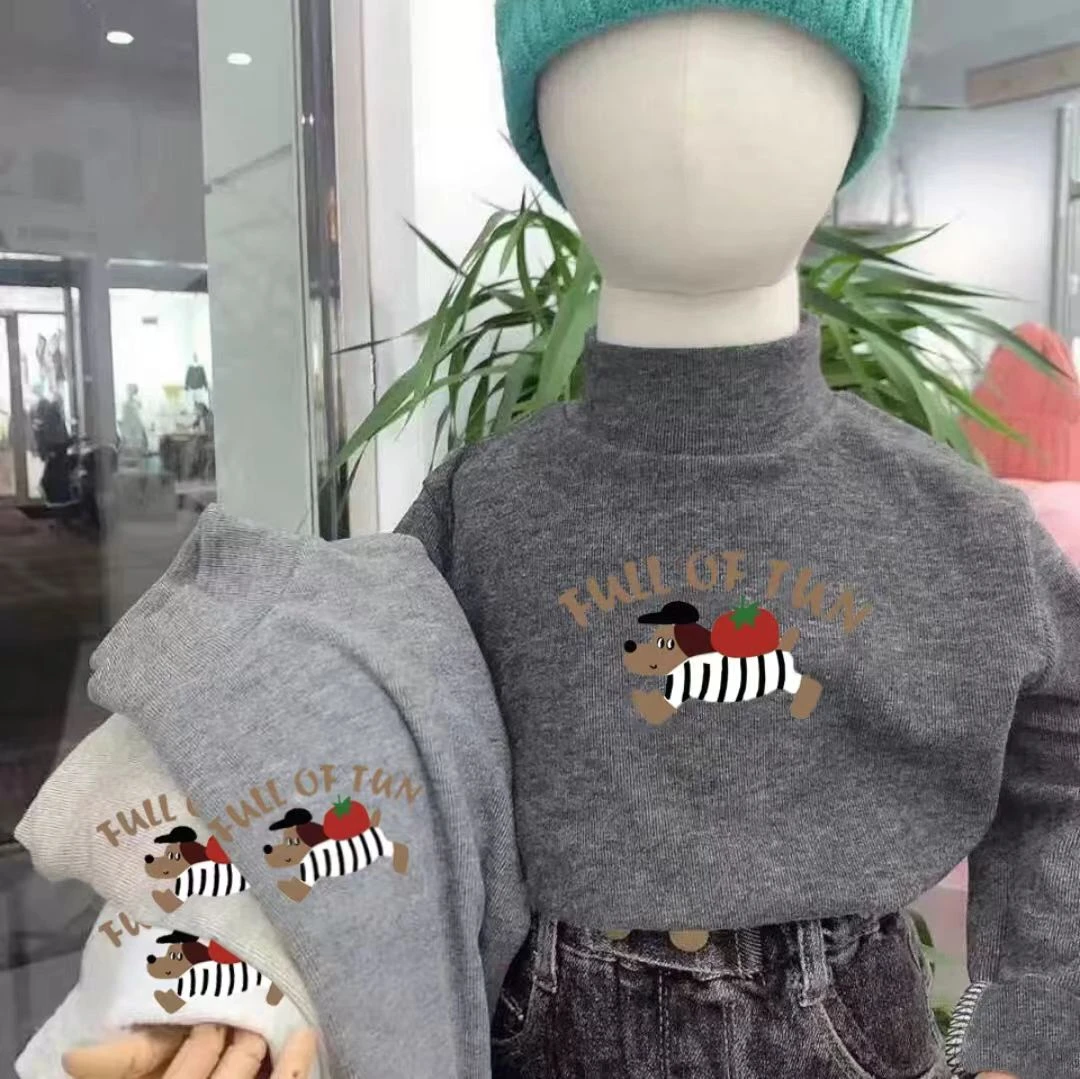 儿童衣服秋冬加厚德绒打底衫男童女童宝宝半高领保暖内搭长袖T恤