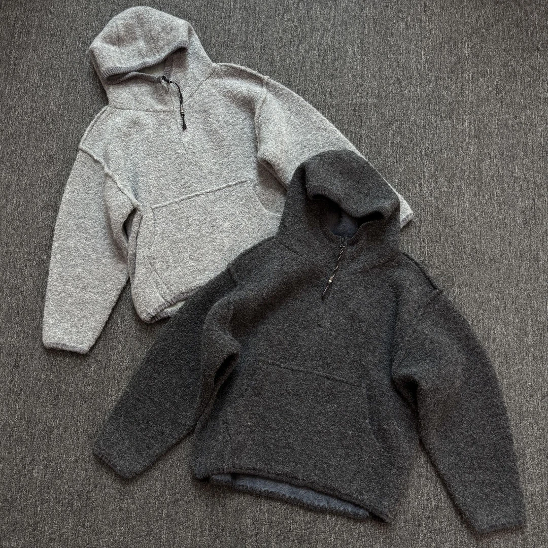 【AX简约连帽羊毛混纺加厚毛衣】冬季新款男士慵懒感高端轻奢毛衫