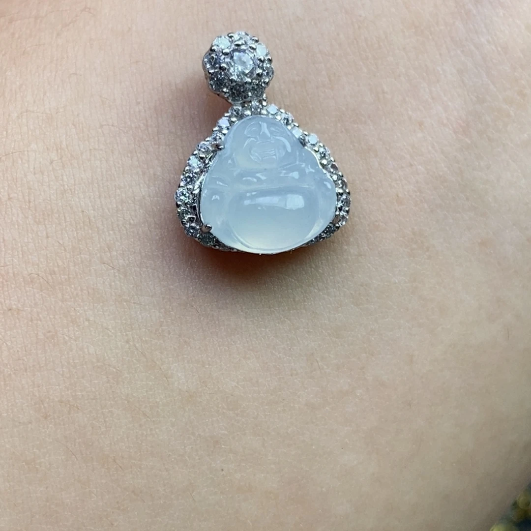 翡翠银S925镶嵌颈饰佛公