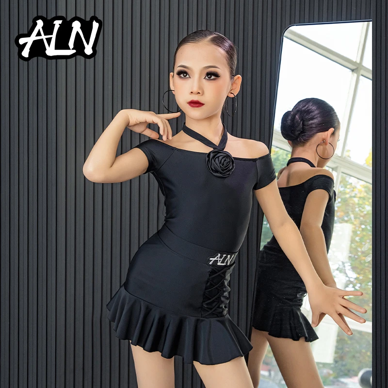 ALN拉丁舞服2025新款儿童女春夏无袖洋气练功演出表演专业舞服