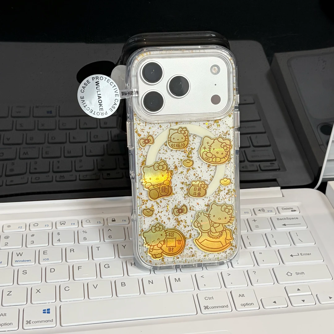 磁吸双层金箔贴纸KT全包ai按键适用苹果iPhone17promax手机壳16p