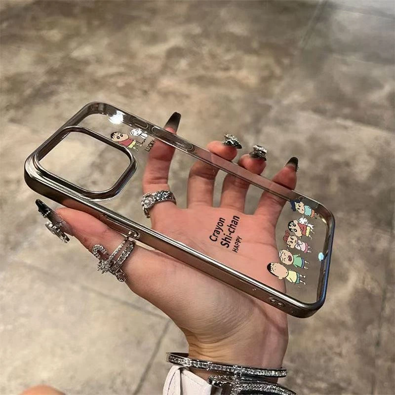 蜡笔小新适用苹果16promax手机壳透明硅胶iphone15情侣款14卡通13