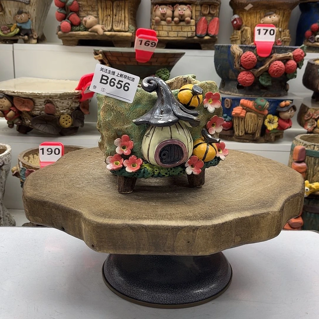 花盆656白狐花盆手捏