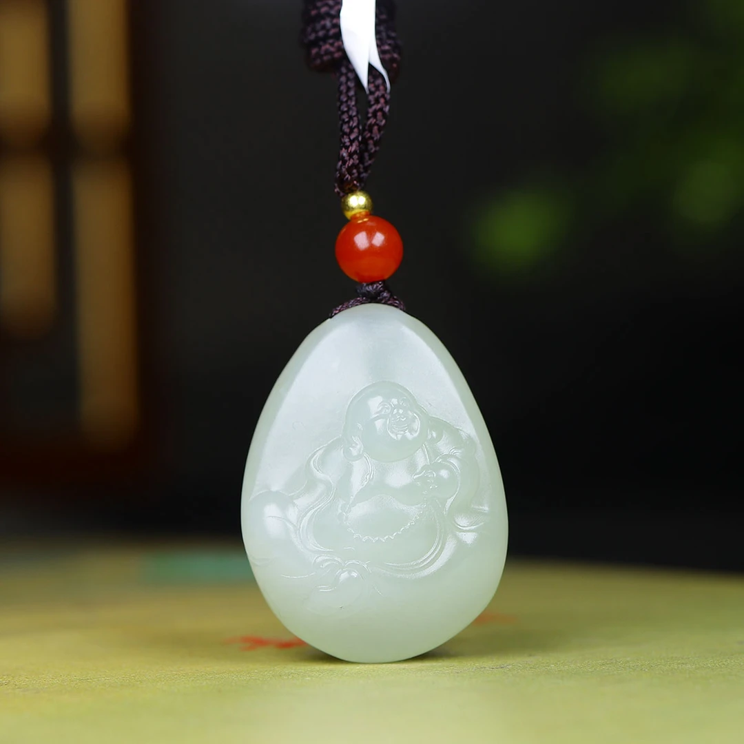 102223和田玉弥勒佛挂件