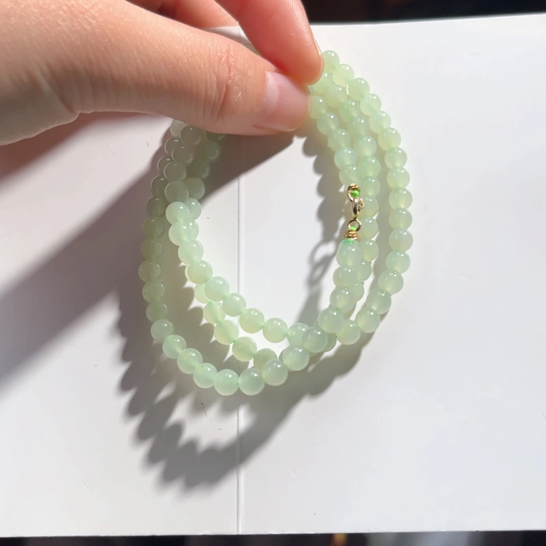 颈饰银S925镶嵌和田玉高冰晴水5mm150