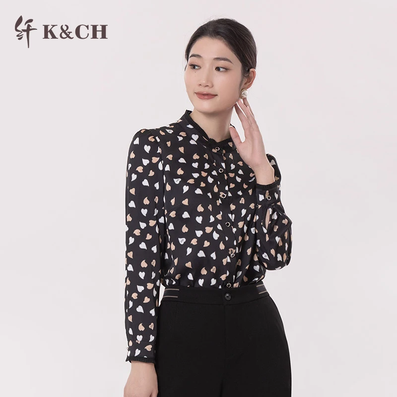K&CH纤牌时装小立领波点印花衬衫上衣女潮8382F113E1