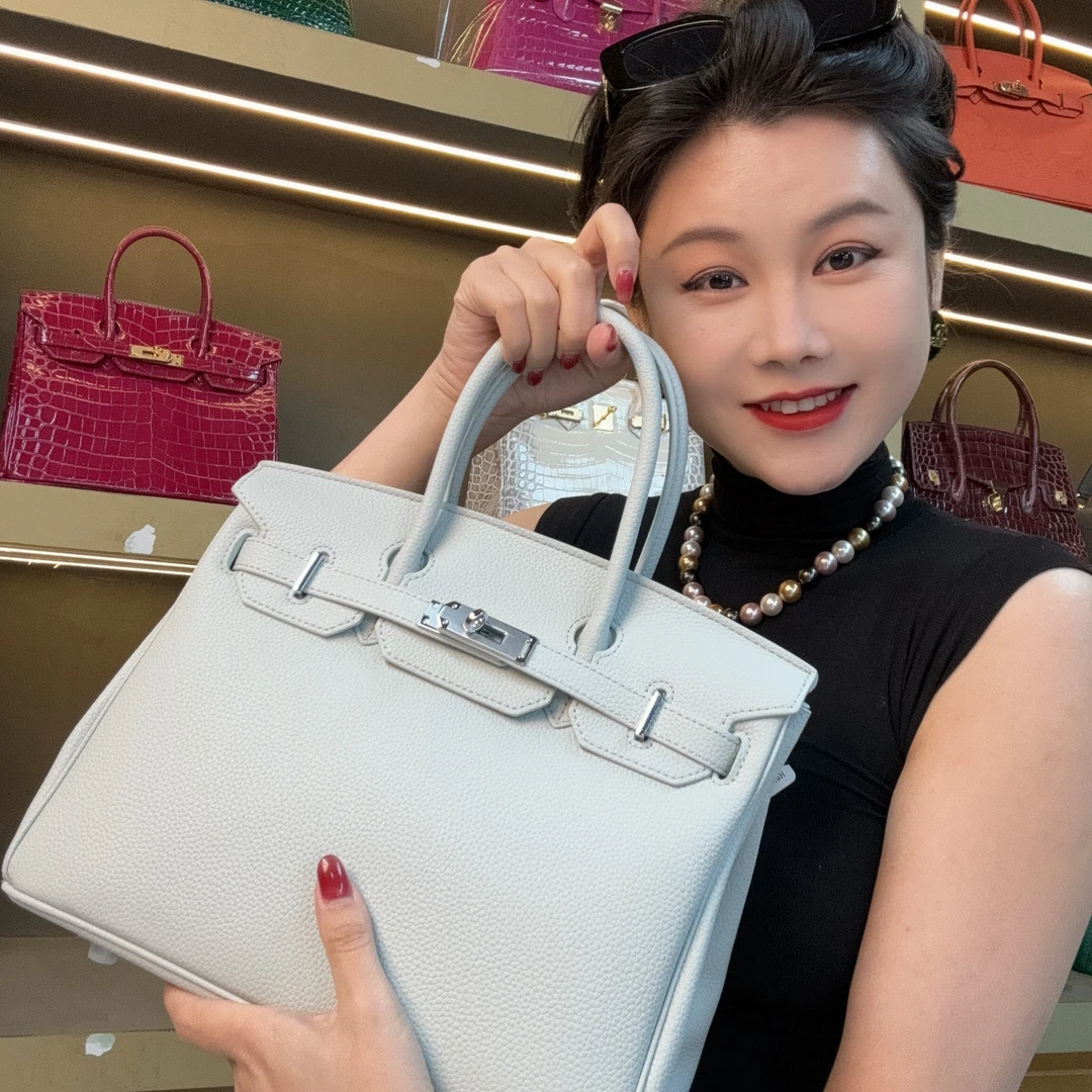 【尺寸：30*16*24】SISI原创设计真皮女包 铂金包 H9124-30#冰川蓝