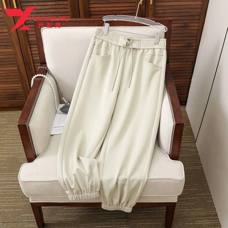 云妃秀大码女装休闲裤宽松简约束腰气质百搭显瘦减龄裤子20133