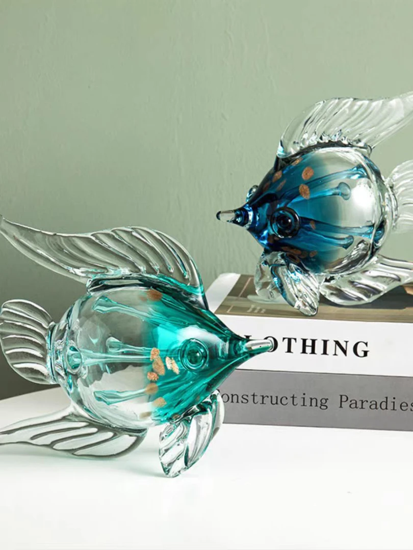年货节创意玻璃鱼装饰品摆件客厅现代家居饰品酒柜电视柜摆件