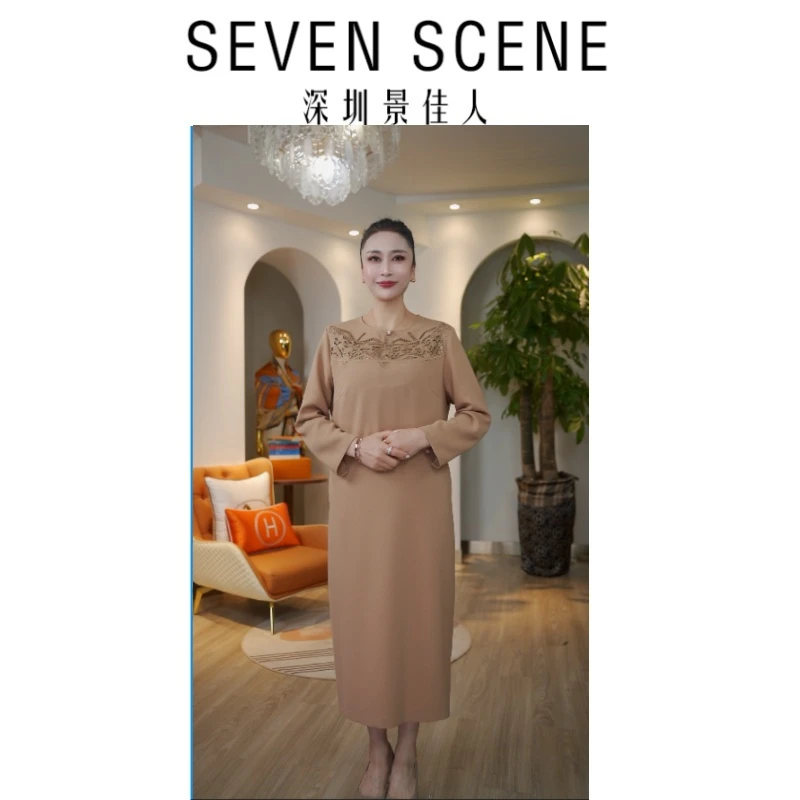 【七景超级太太】 高端原创气质百搭连衣裙 SL25080短袖