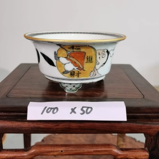 陶手工手绘大德堂釉盆