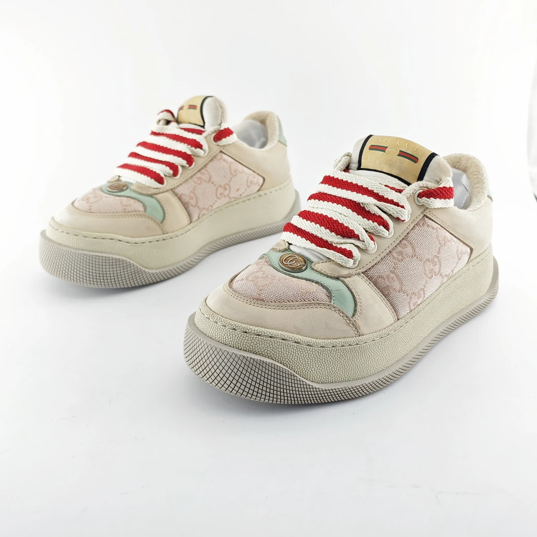 95新 GUCCI/古驰 Gucci/古驰 36.5码 米粉色脏脏鞋胖丁 D1419