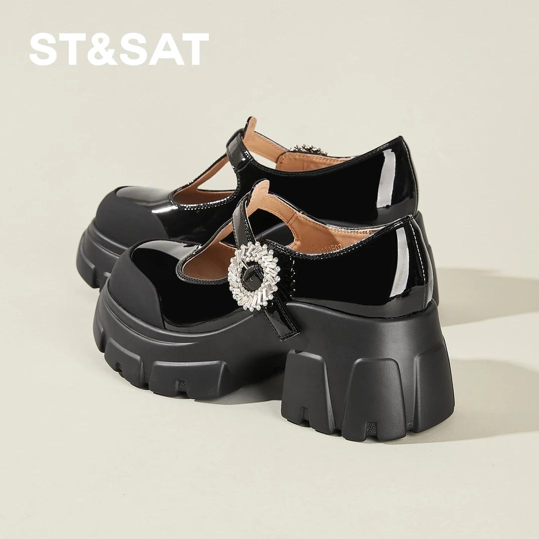 星期六真皮法式乐福鞋女夏季小个子增高显腿长小皮鞋英伦风豆豆鞋