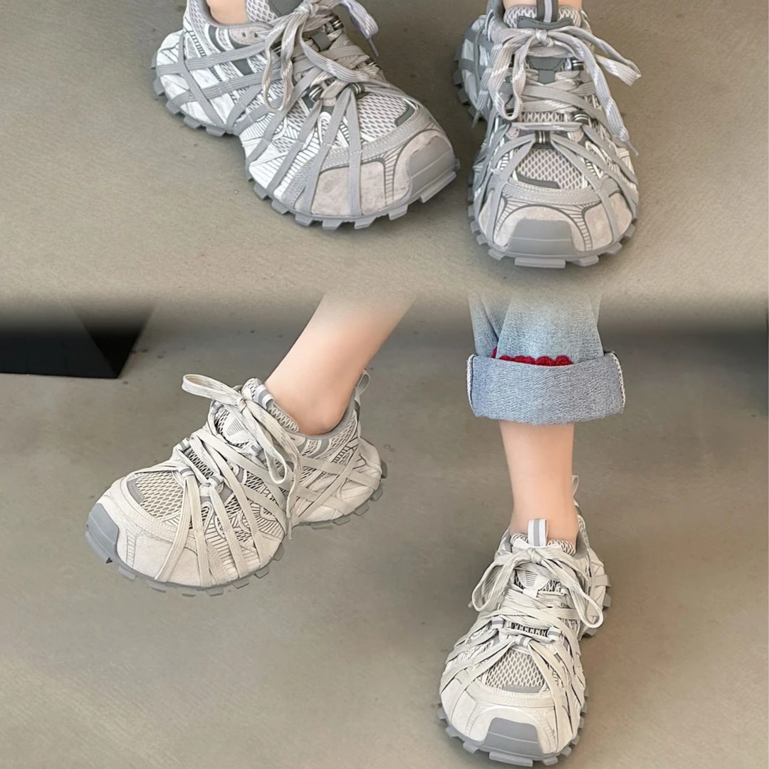 「姚姚严选」2026新款网红潮流时尚厚底百搭绑带老爹鞋S7153181