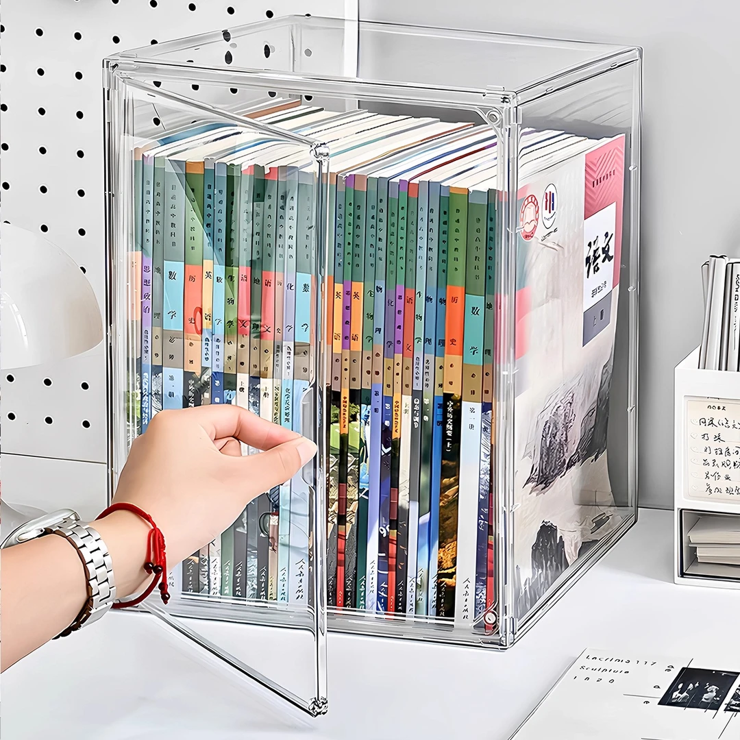 书本收纳盒透明防尘书籍置物架神器桌上儿童书柜亚克力桌面书架