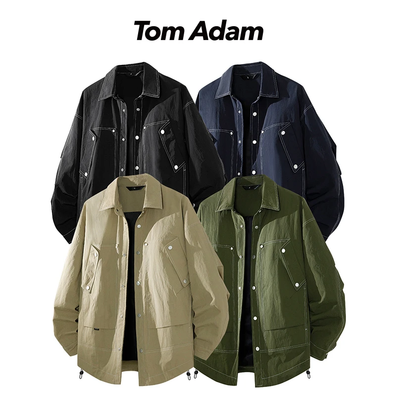 TOMADAM美式复古设计感痞帅工装夹克春秋季百搭宽松休闲外套男