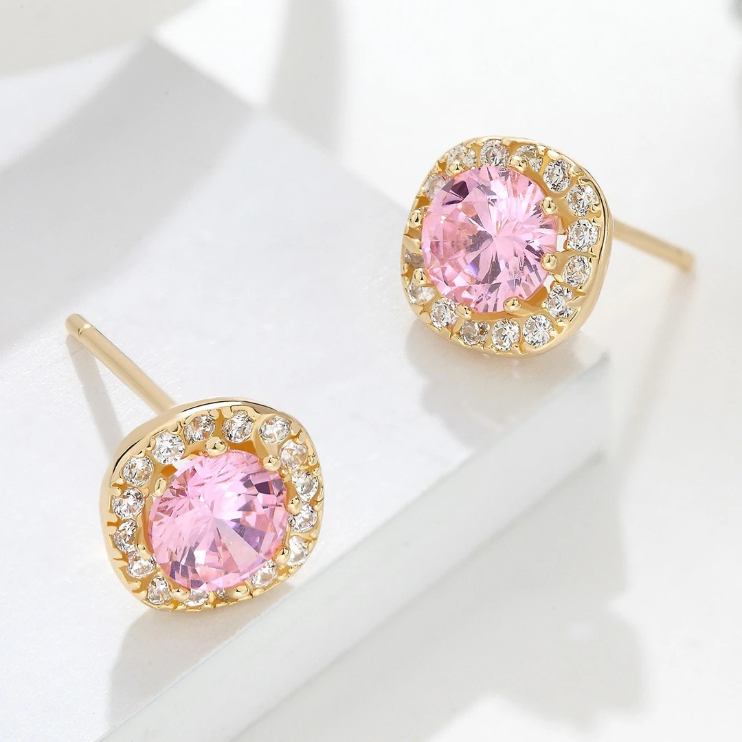 耳钉【粉色】精美豪镶简约款耳钉DX-0188