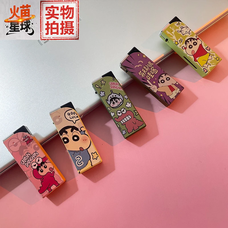 火苗星球可爱小新金属蓝焰防风打火机直冲防爆可充气打火机创意