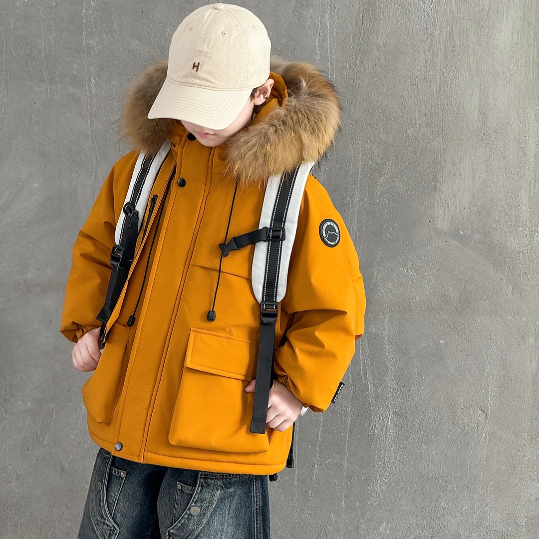 儿童装男童冬季派克服帅气时髦男孩棉衣外套加绒加厚2025新款冬装