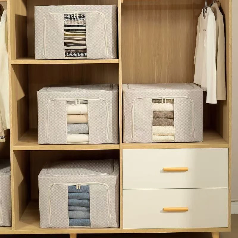 【100升】5.0钢架加厚PP板棉布艺收纳箱大容量可折叠能水洗衣橱