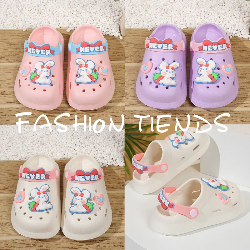 儿童凉拖鞋女童夏季中小童宝宝室内软底防滑卡通小男孩包头洞洞鞋