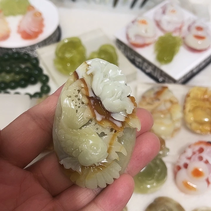陶瓷岫玉花玉富贵有余