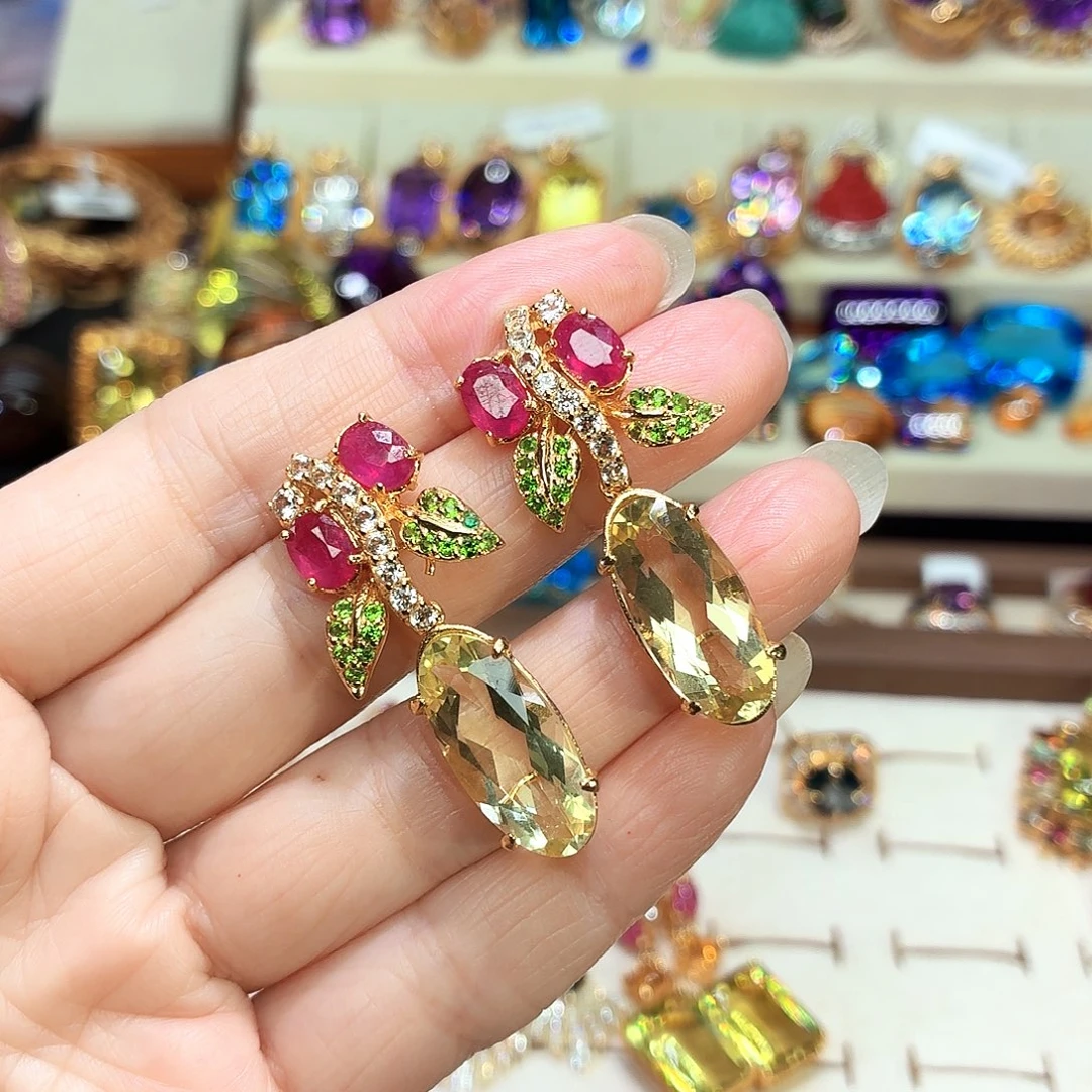 银S925镶嵌耳饰水晶