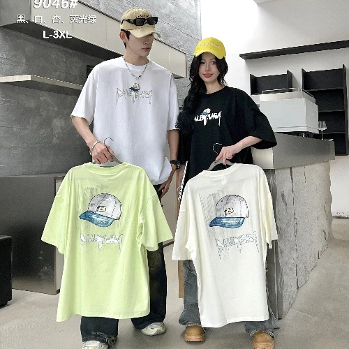 青少年男女同款时尚百搭高街休闲T恤夏季宽松潮流半袖9046