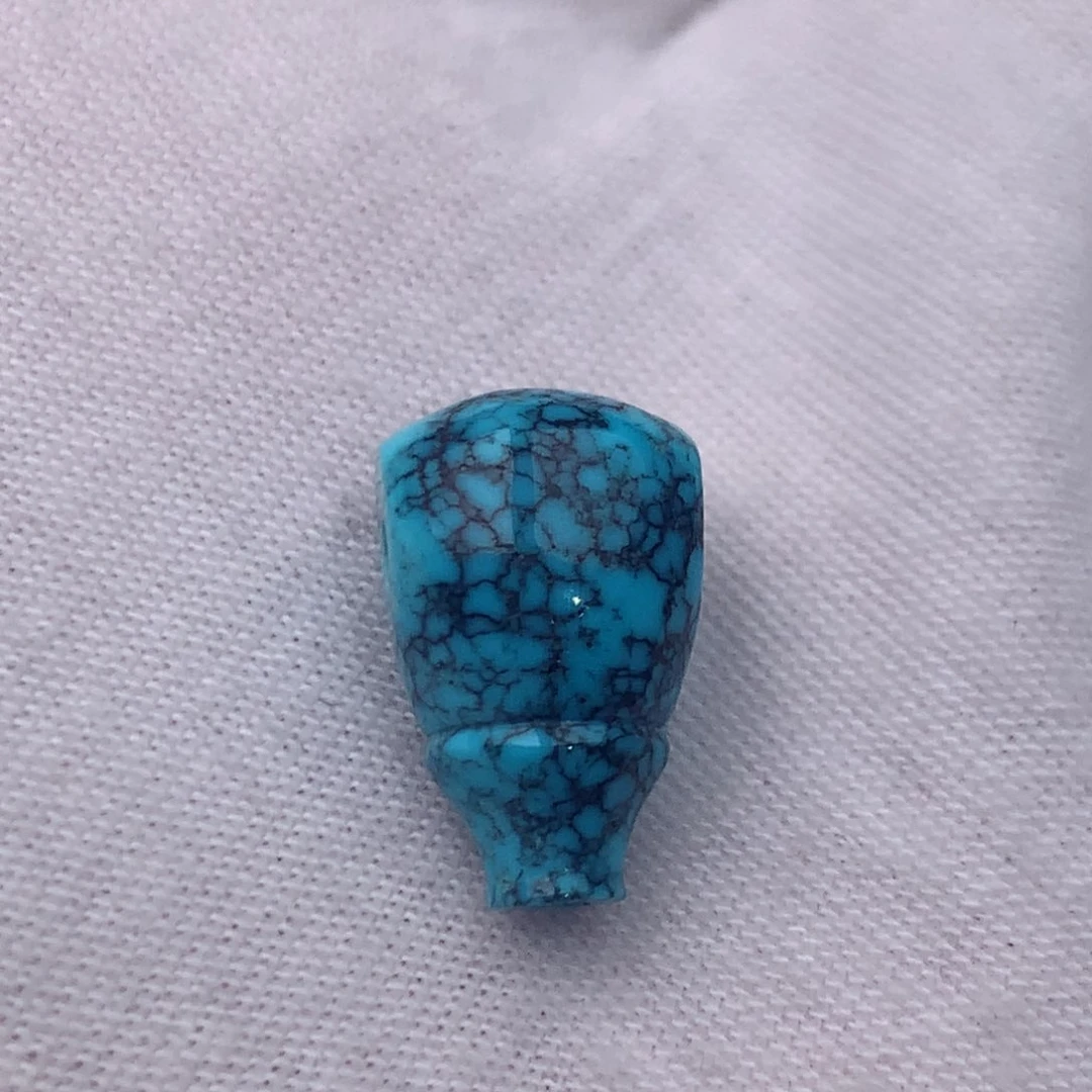 未镶嵌绿松石珠宝奇石玉化蓝水草纹三通
