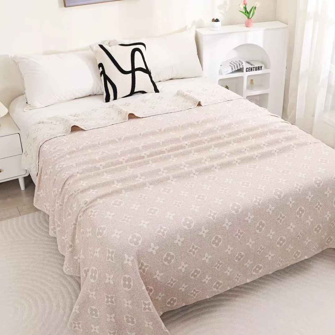 【老花-床盖三件套】高端多功能工艺款四季用亲肤罗布麻床盖毯枕巾