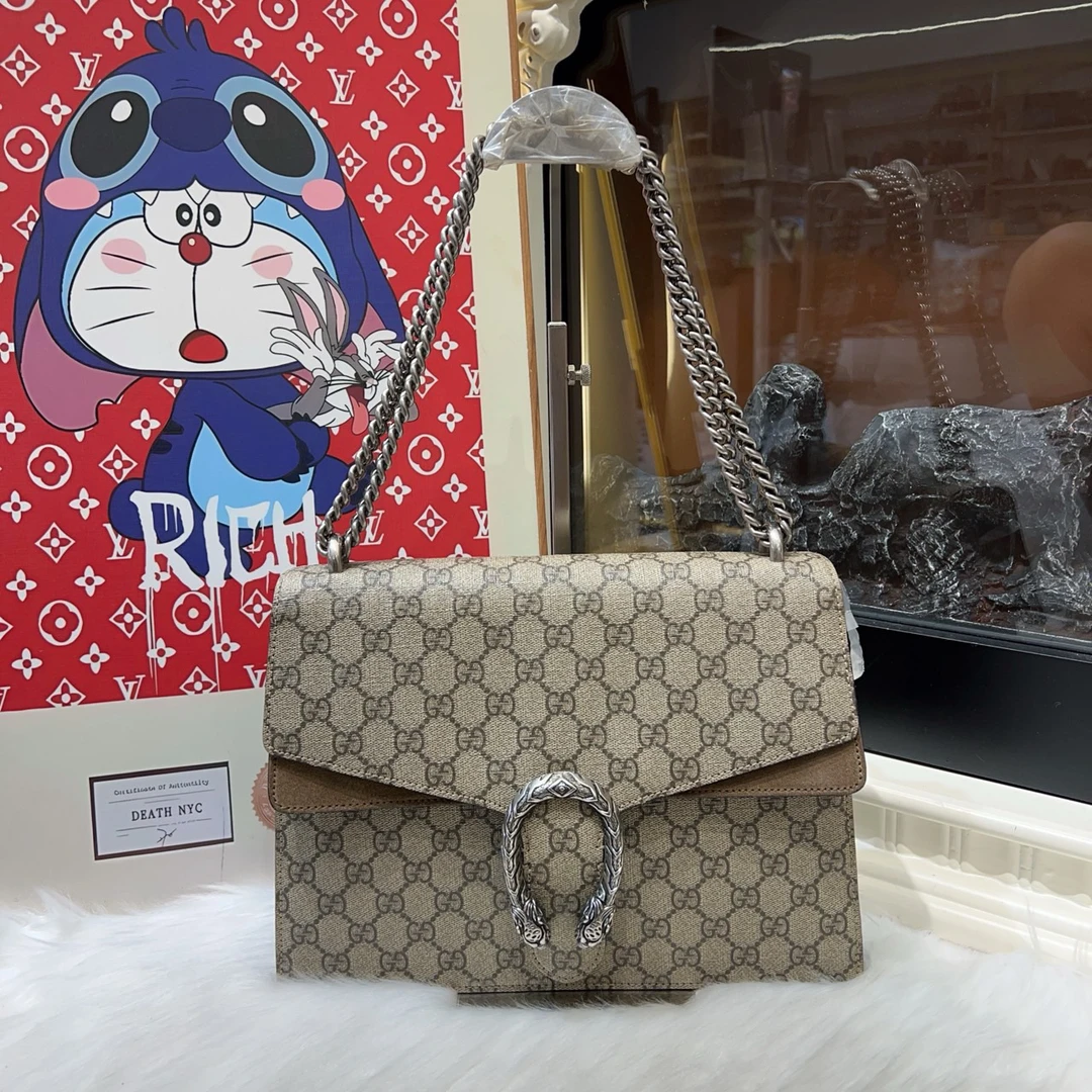 95新 GUCCI/古驰 gucci古驰老花大号酒神单肩包a6940