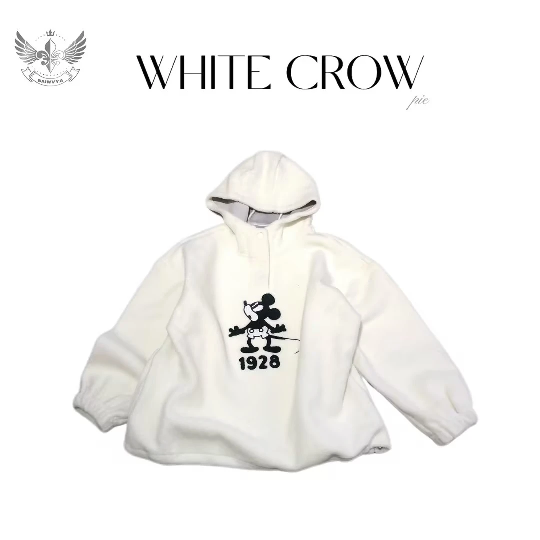 白乌鸦[冬日卡通米奇]连帽加绒卫衣 7379
