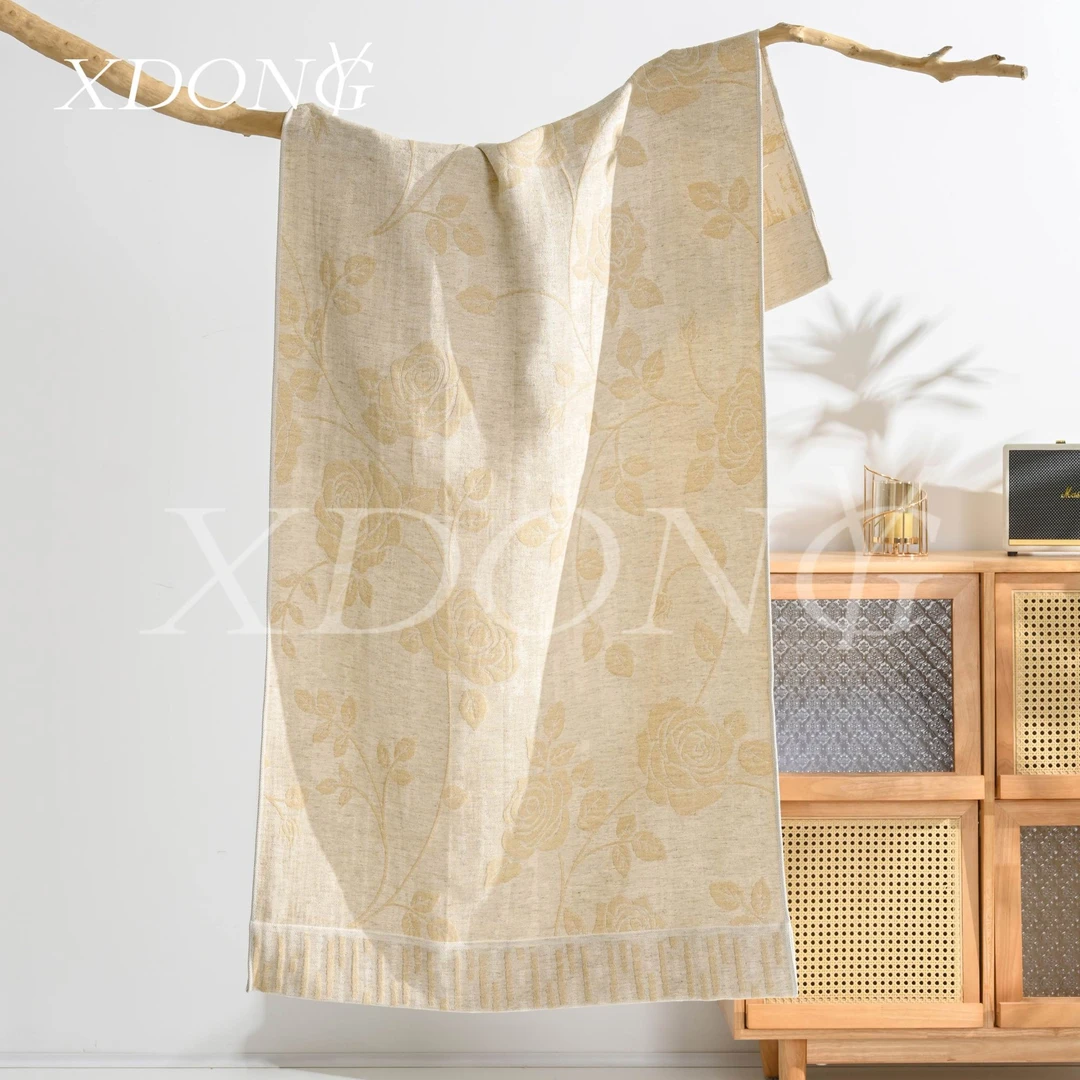 XDONGY（冬云家纺）高定75*160 柔软亲肤 花叶相伴黄 浴巾