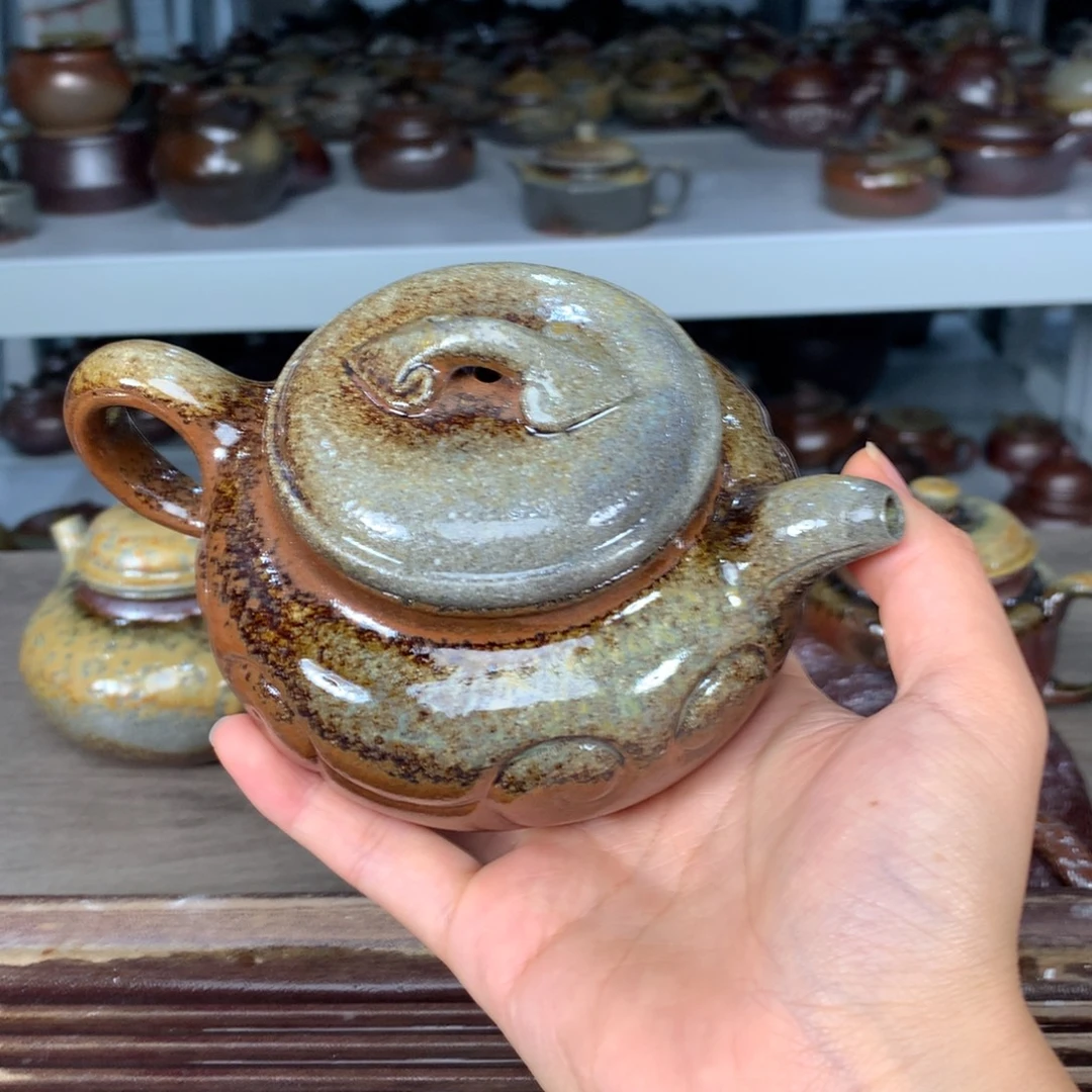 茶壶紫砂纯自然柴烧