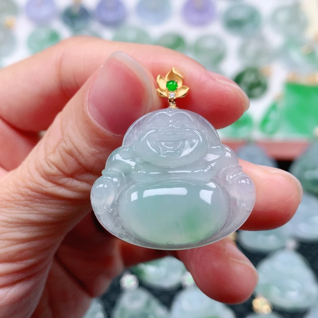 翡翠吊坠(不含链)18K金镶嵌